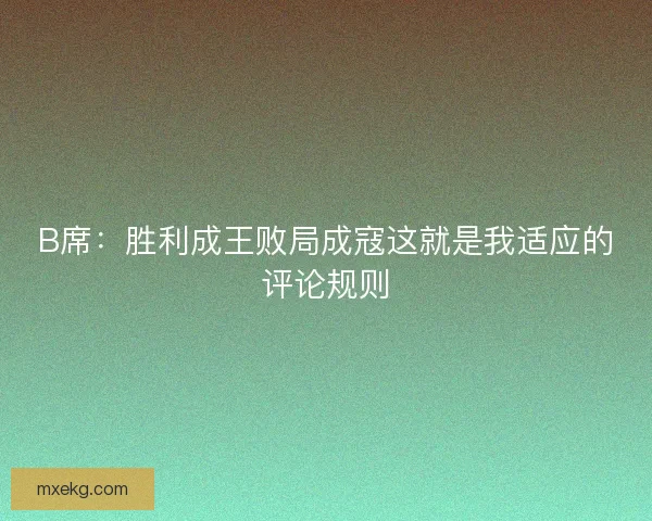 B席：胜利成王败局成寇这就是我适应的评论规则
