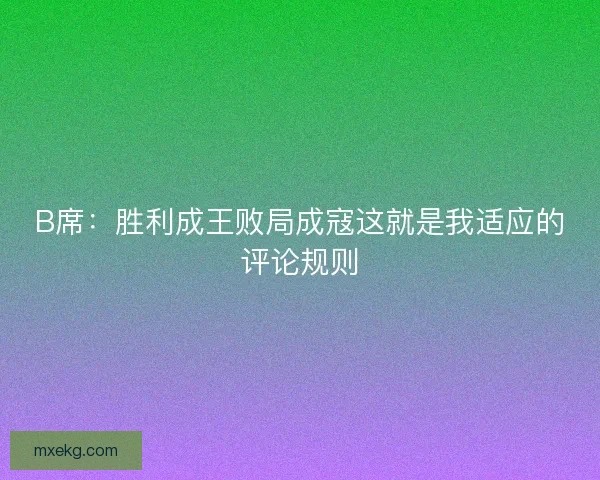 B席：胜利成王败局成寇这就是我适应的评论规则